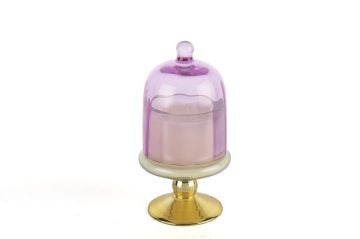 Gold Pembe Kapaklı Cam Mum Pink Champagne 8x16cm