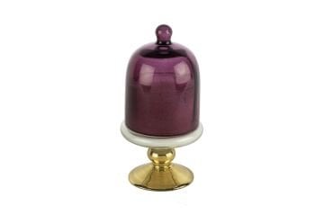 Gold Bordo Kapaklı Cam Mum White Fig and Amber 8x16cm
