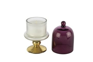 Gold Bordo Kapaklı Cam Mum White Fig and Amber 8x16cm