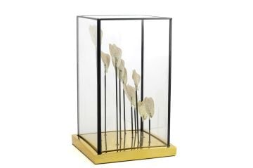 Kalpli Dekoratif Cam Fanus 19x19x31cm