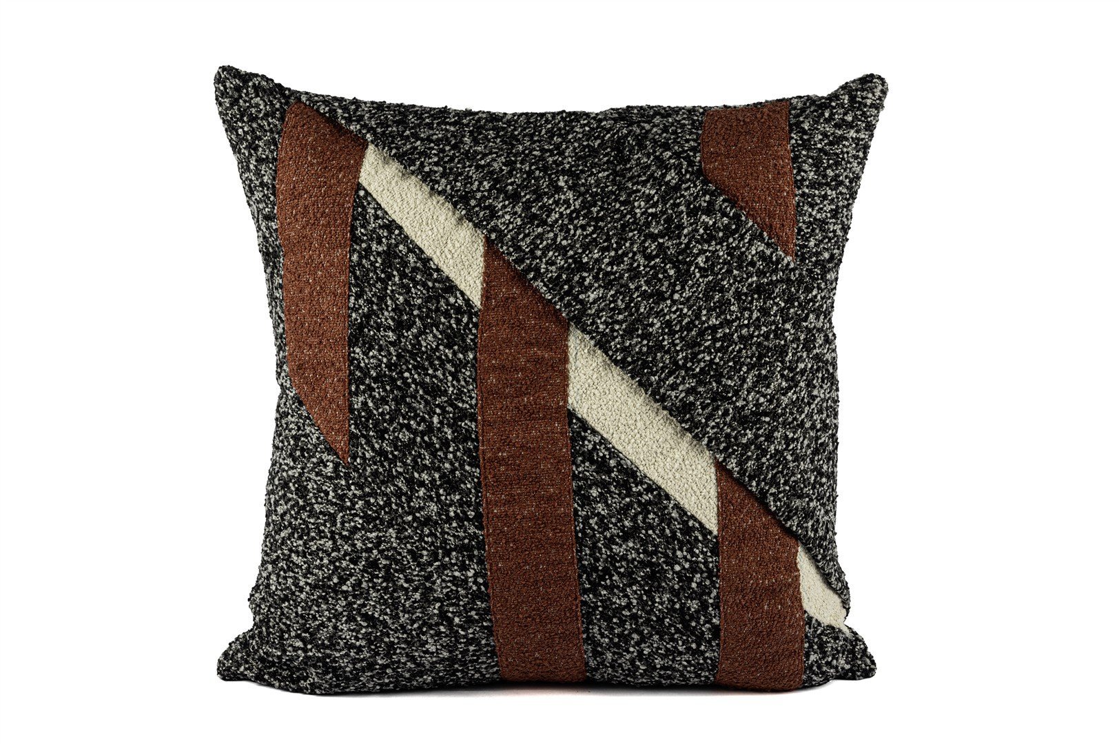 Rhea Siyah Kiremit Şeritli Yastık Kırlent 50x50