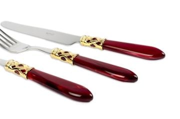 BUGATTİ Bordo Gold 75 Parça Çatal Kaşık Bıçak Seti