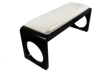 Beyaz Siyah Ahşap Ayaklı Bench 123x40x53cm