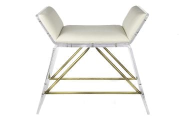 Beyaz Gold Clear Ayaklı Stool 60x39x57cm