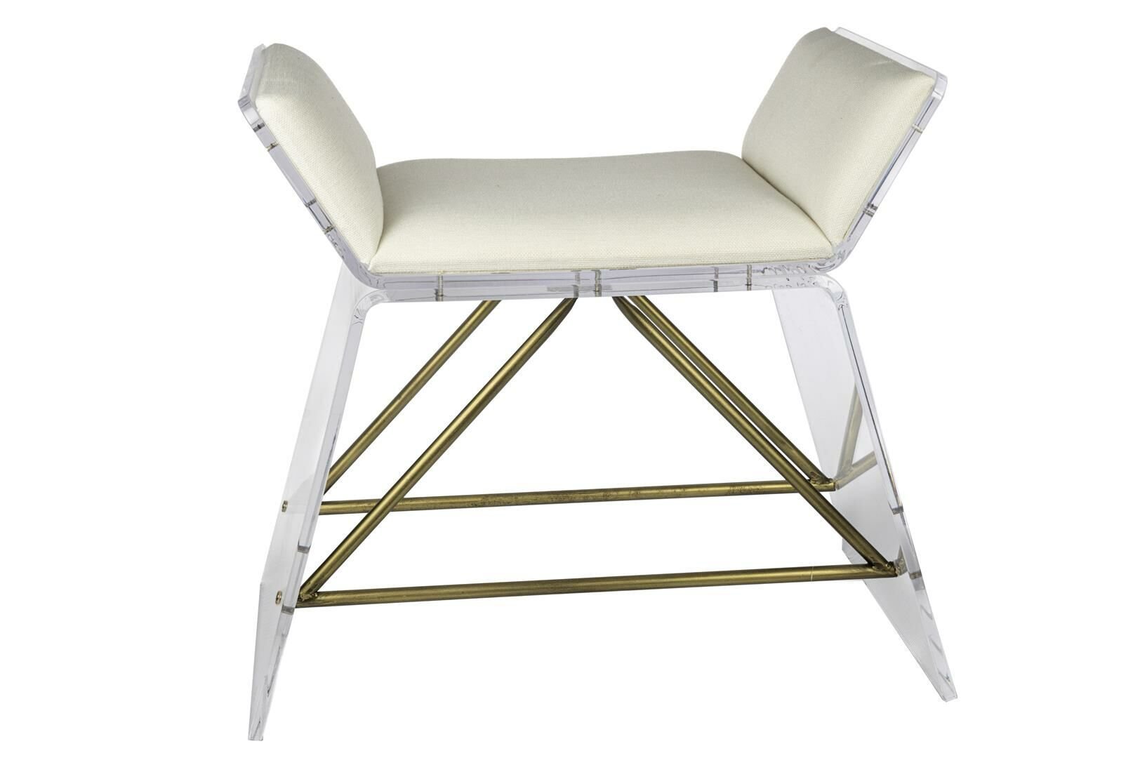 Beyaz Gold Clear Ayaklı Stool 60x39x57cm