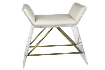 Beyaz Gold Clear Ayaklı Stool 60x39x57cm