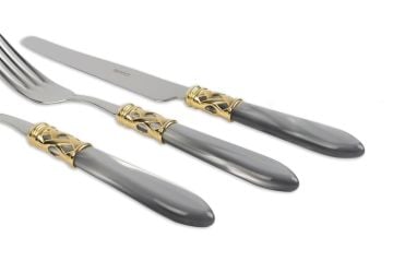 BUGATTİ Gri Gold 75 Parça Çatal Kaşık Bıçak Seti