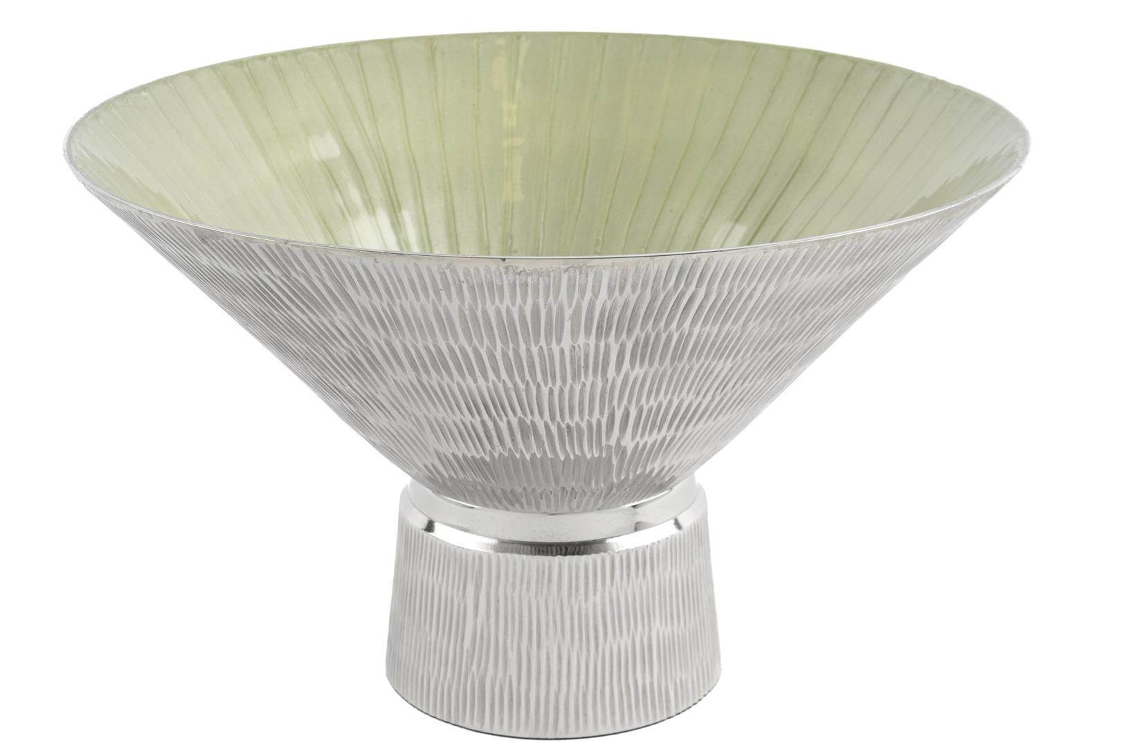 Saige Gümüş Yeşil Ayaklı Kase 33x20cm