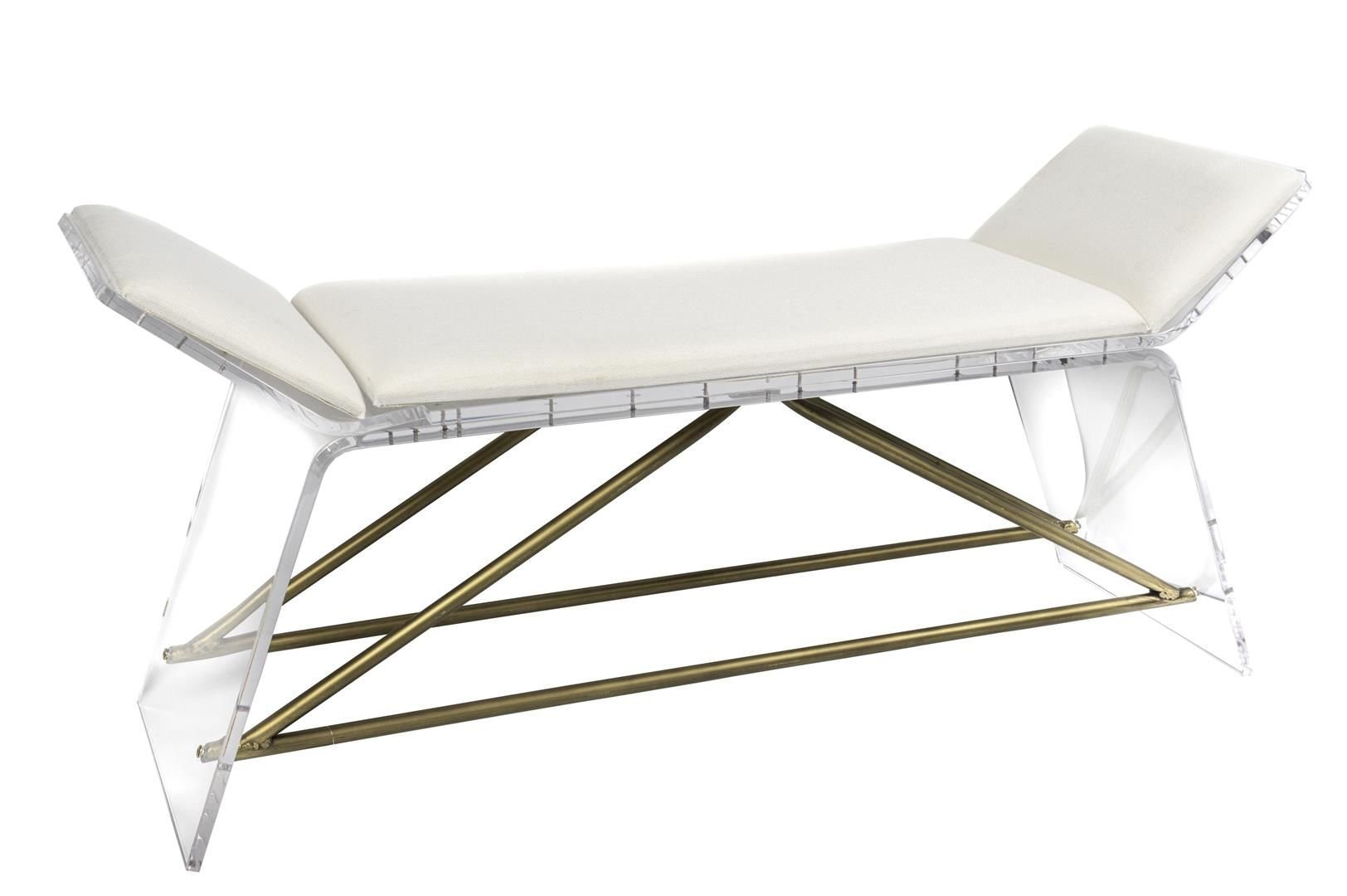 Beyaz Gold Clear Ayaklı Bench 128x39x60cm