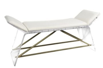Beyaz Gold Clear Ayaklı Bench 128x39x60cm