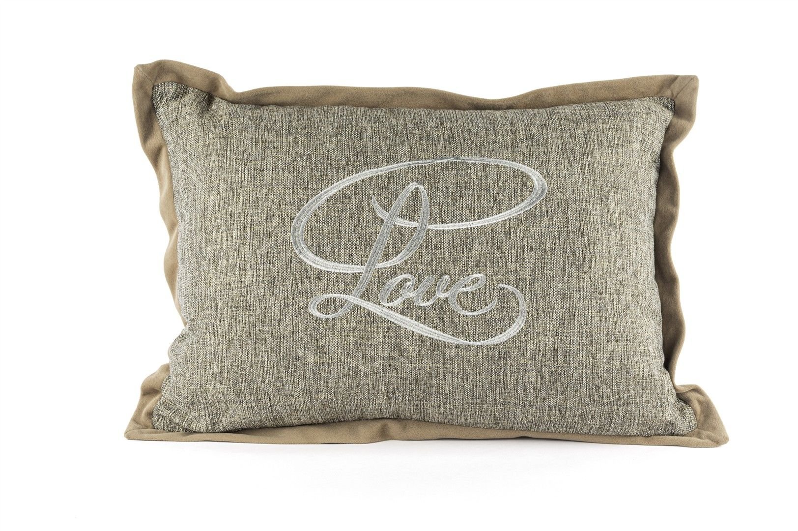 Love Bej Gri Nakışlı 35x50 Yastık Kırlent
