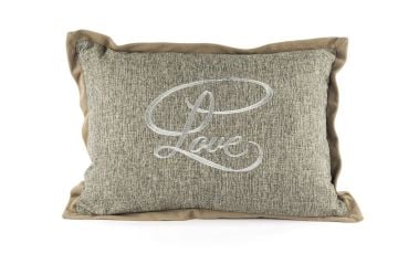 Love Bej Gri Nakışlı 35x50 Yastık Kırlent