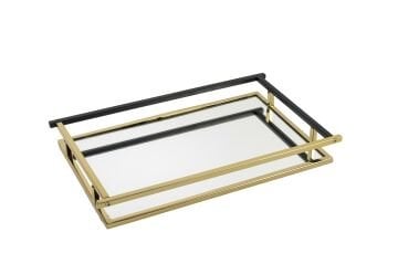Gold Mat Siyah Aynalı Tepsi 43x26x5cm