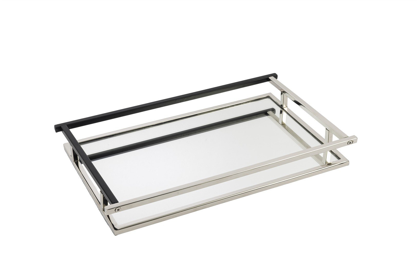 Gümüş Mat Siyah Aynalı Tepsi 43x26x5cm