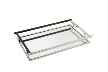 Gümüş Mat Siyah Aynalı Tepsi 43x26x5cm