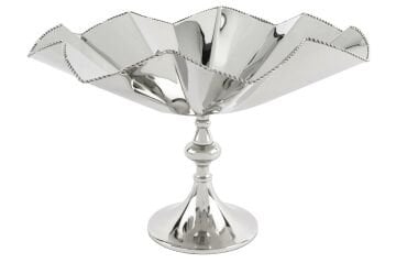Linda Gümüş Ayaklı Metal Meyvalık 42x28cm
