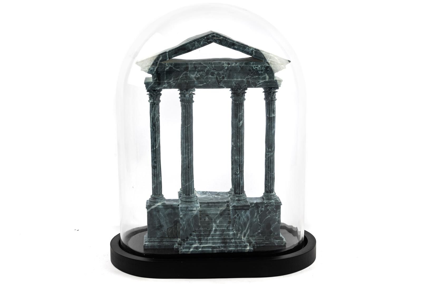 Antik Kent Yeşil Dekoratif Cam Fanus 34x20x42cm