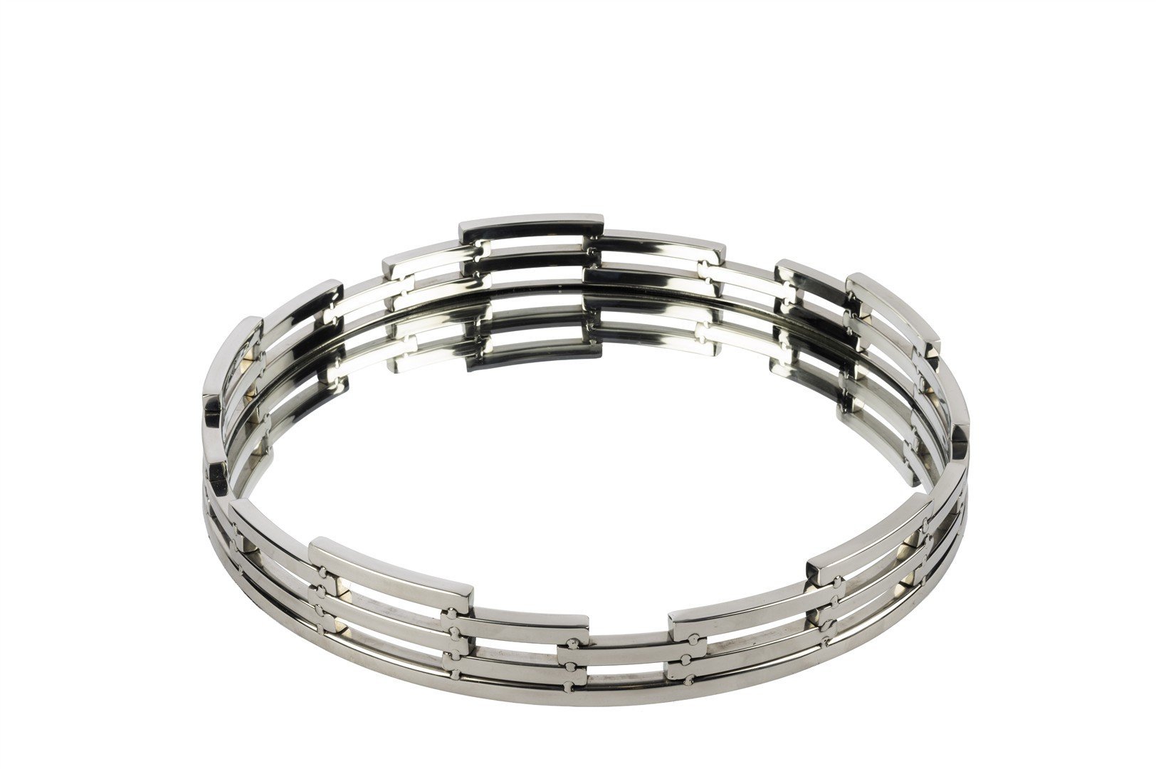 Gümüş  Zincir Aynalı Tepsi 38x6cm