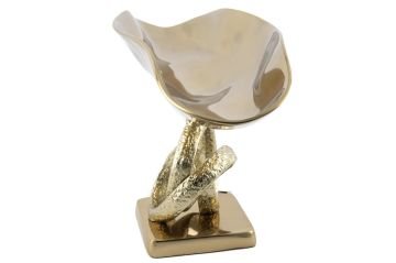Antik Gold Metal Ayaklı Oval Kase 51x19x27cm