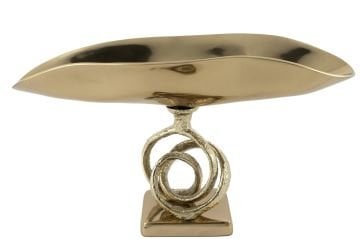 Antik Gold Metal Ayaklı Oval Kase 51x19x27cm