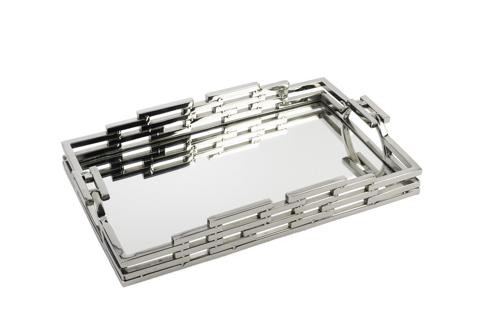 Gümüş Zincir Aynalı Tepsi 26x44x6cm