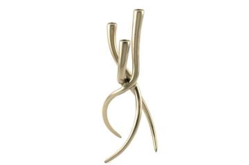 Antik Gold Metal 3lü Mumluk 17x48cm
