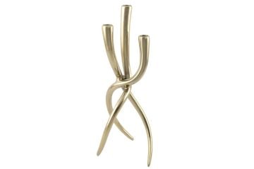 Antik Gold Metal 3lü Mumluk 17x48cm