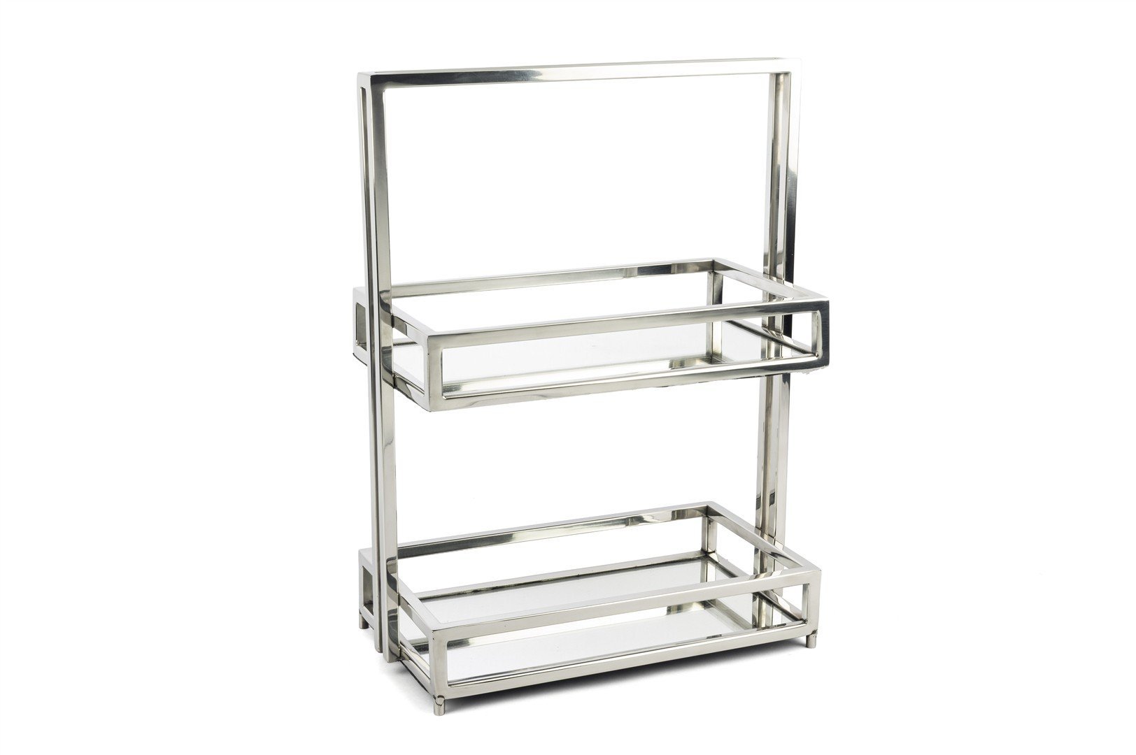 Gümüş 2 katlı Aynalı Tepsi 32x17x43cm