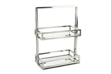 Gümüş 2 katlı Aynalı Tepsi 32x17x43cm