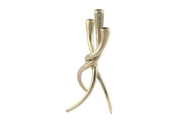 Antik Gold Metal 3lü Mumluk 17x37cm