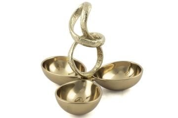 Antik Gold Metal 3 Bölmeli Kase 25x23cm