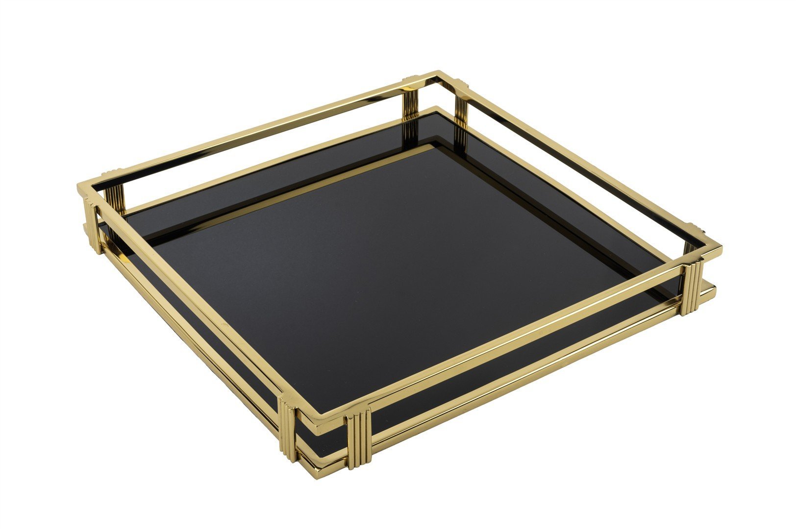 Gold Siyah Camlı Tepsi 41x5cm