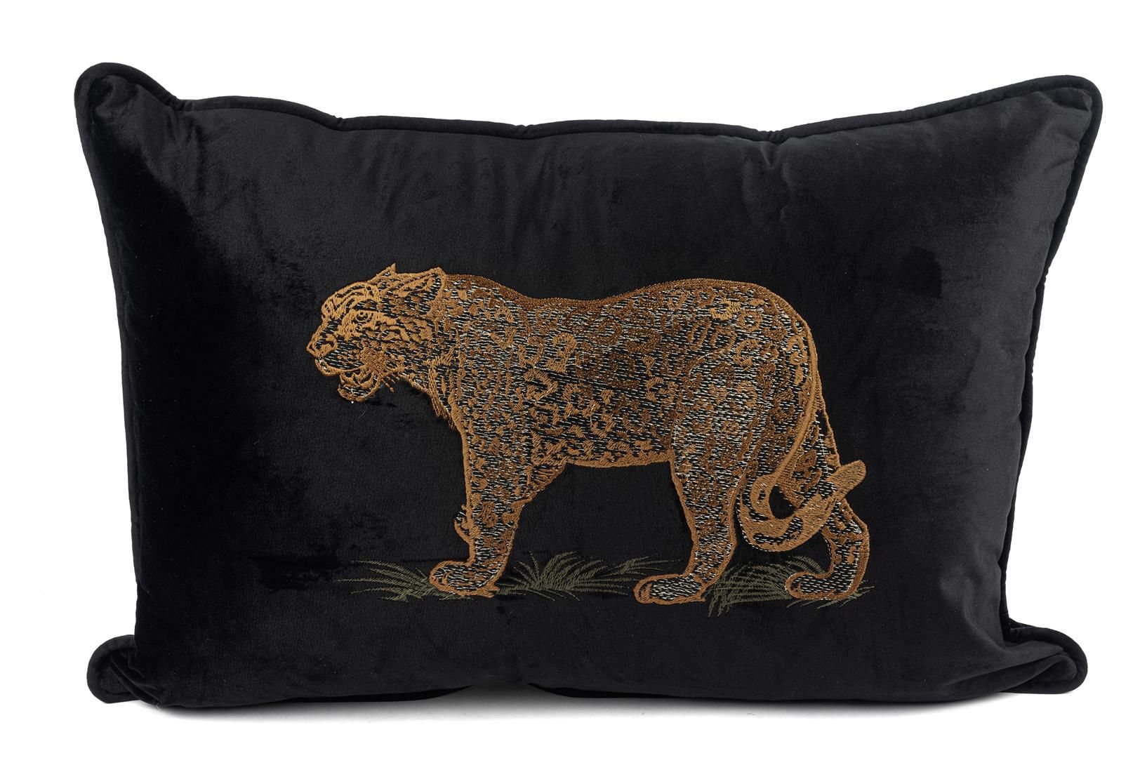 Leopar Nakışlı Siyah Yastık Kırlent 40x60