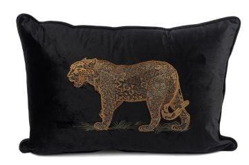 Leopar Nakışlı Siyah Yastık Kırlent 40x60