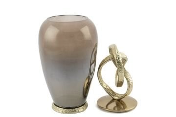 Antik Gold Kapaklı Kahve Cam Vazo 19x49cm