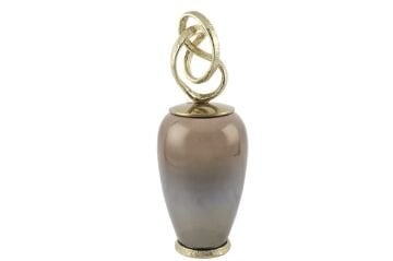 Antik Gold Kapaklı Kahve Cam Vazo 19x49cm