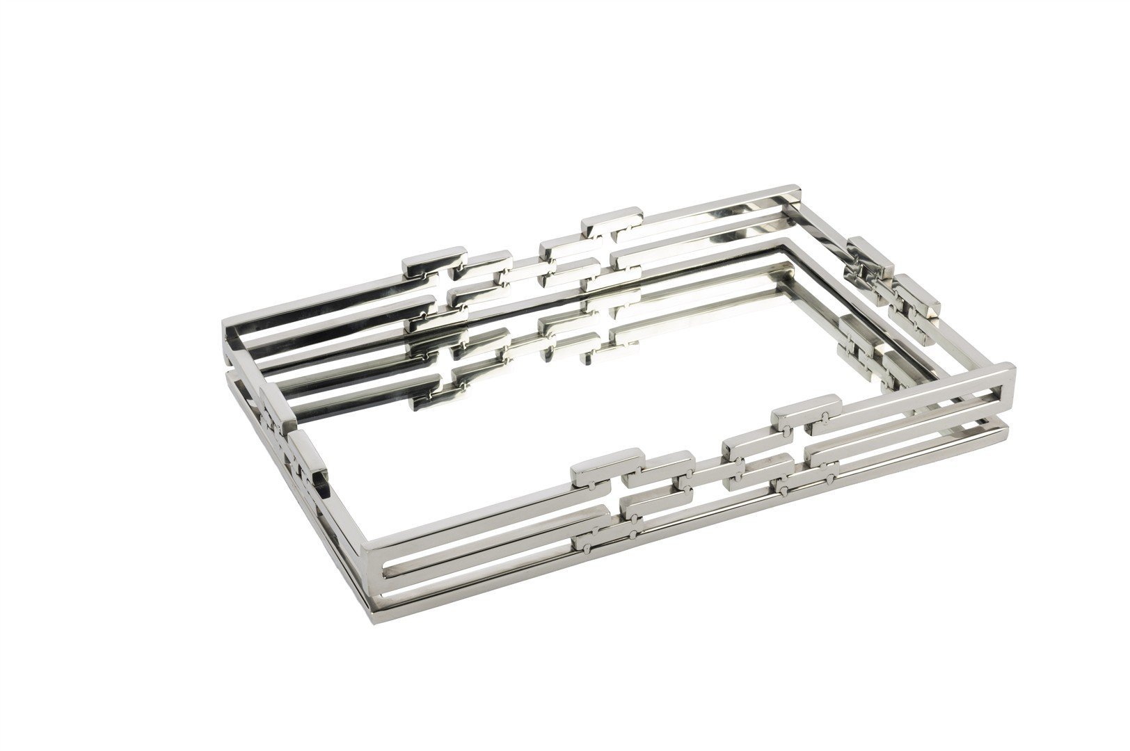 Gümüş Zincir Aynalı Tepsi 26x41x5cm