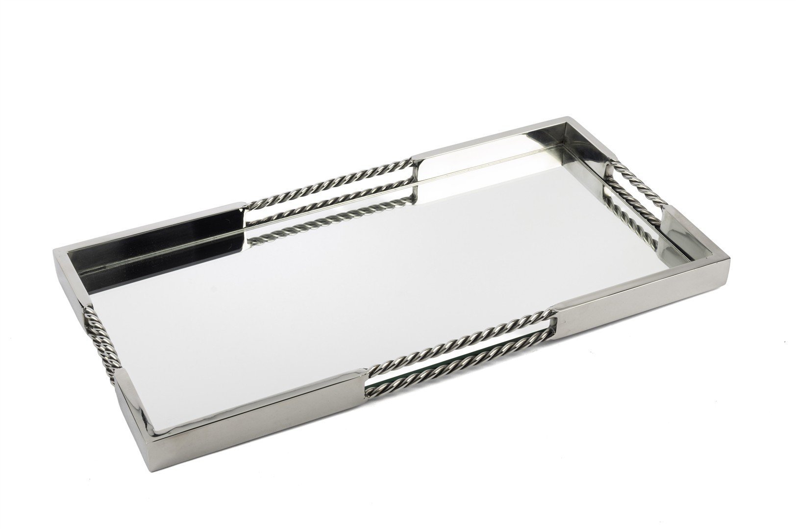 Gümüş Burgulu Aynalı Tepsi 25x50x3cm