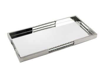 Gümüş Burgulu Aynalı Tepsi 25x50x3cm