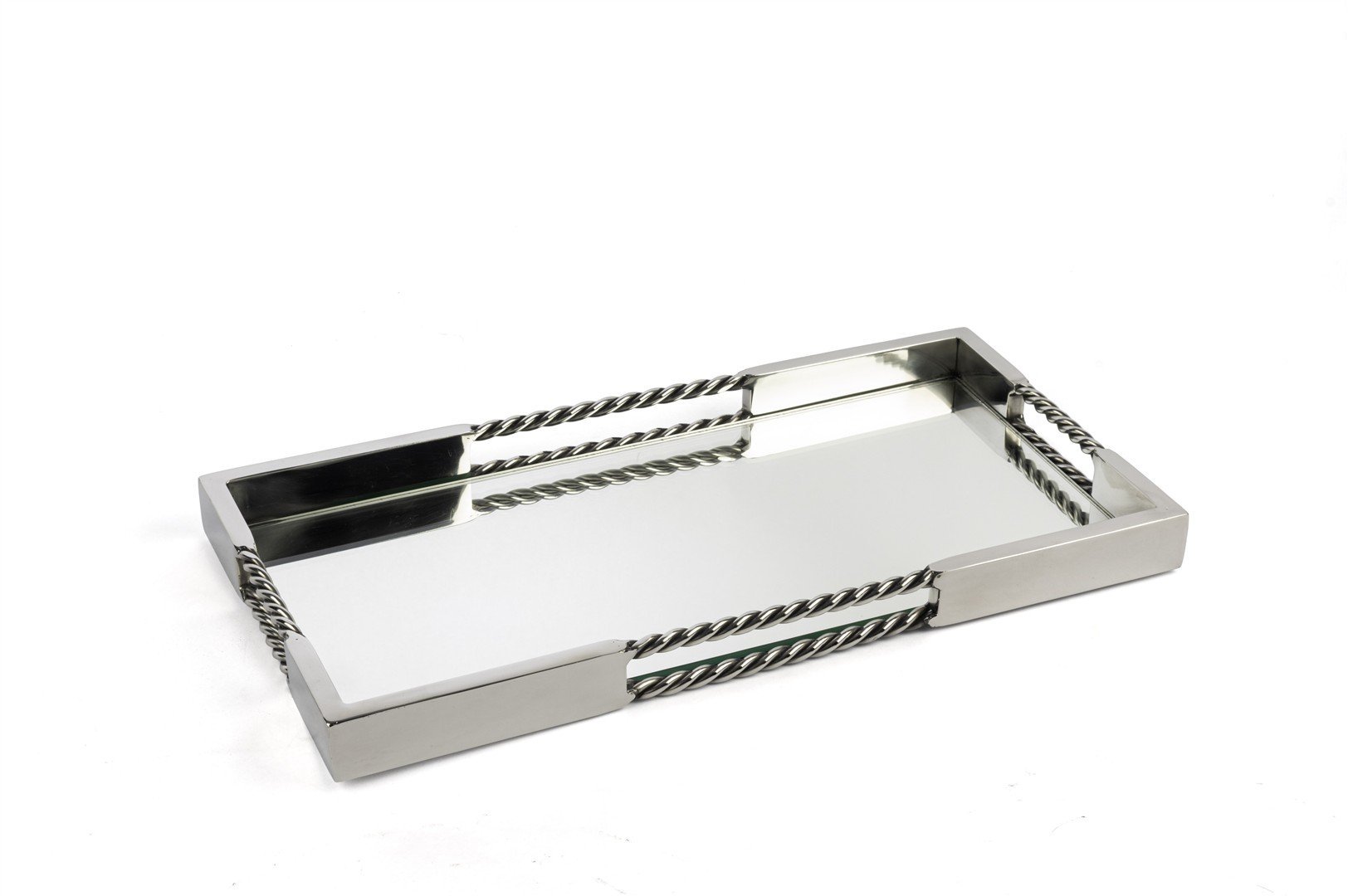 Gümüş Burgulu Aynalı Tepsi 20x40x3cm