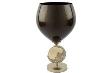 Amber Ayaklı Kahve Cam Vazo 30x49cm