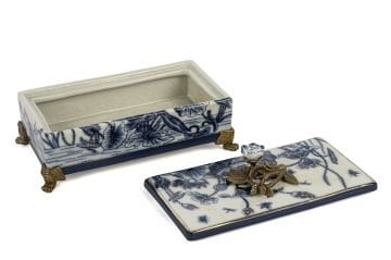 Mavi Desenli Dekoratif Takı Kutusu 19x8cm