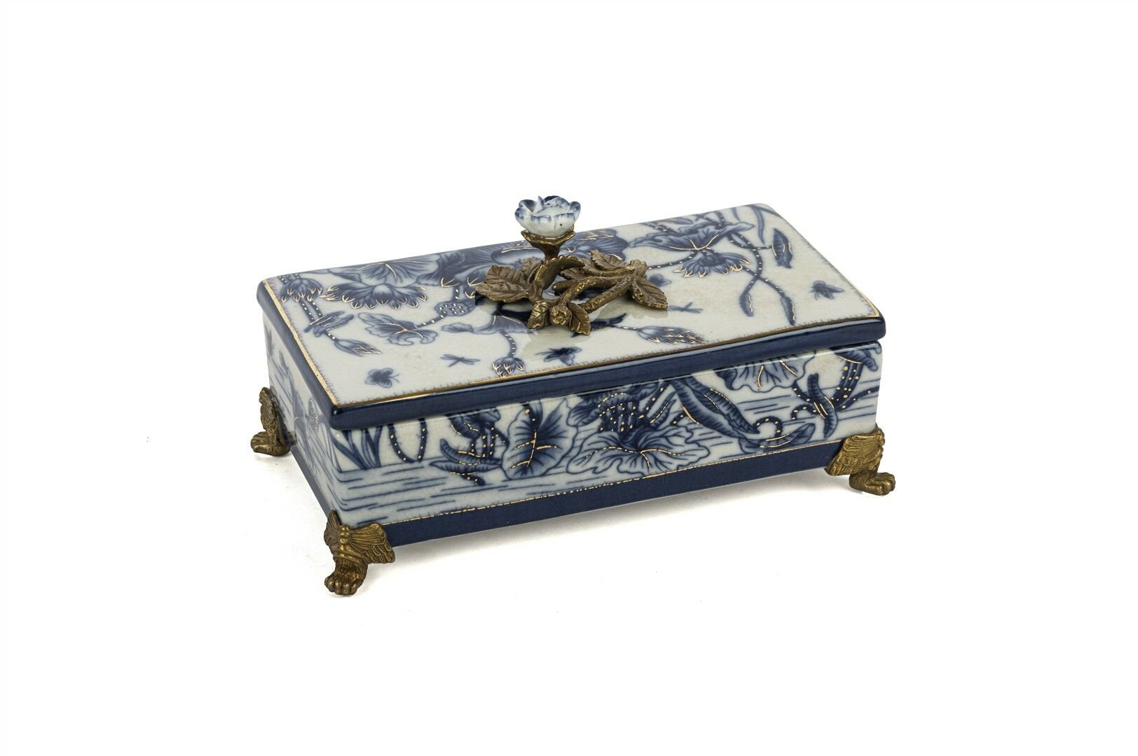 Mavi Desenli Dekoratif Takı Kutusu 19x8cm