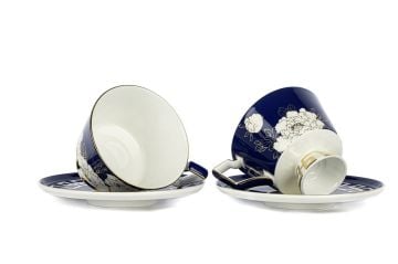 Peonia Mavi 2li Çay Fincanı Seti 240cc