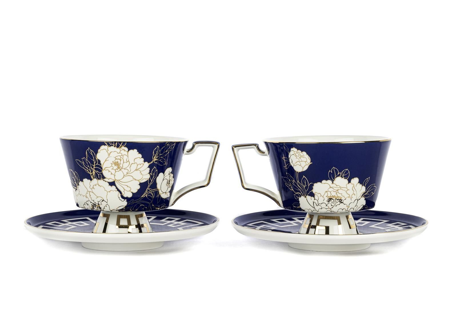 Peonia Mavi 2li Çay Fincanı Seti 240cc