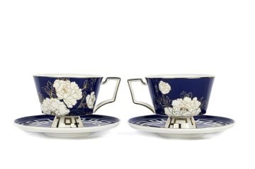 Peonia Mavi 2li Çay Fincanı Seti 240cc