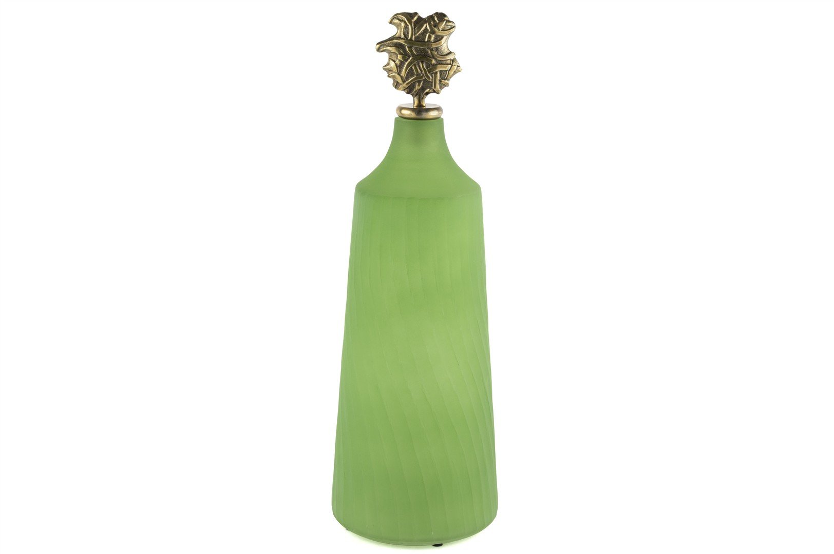 Yeşil Cam Antik Kapaklı Obje 18x52cm