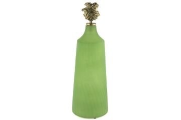 Yeşil Cam Antik Kapaklı Obje 18x52cm