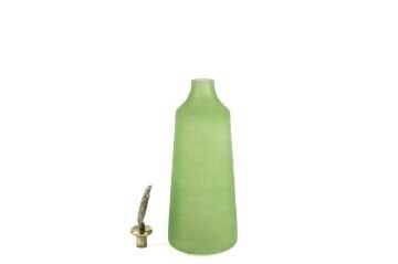 Yeşil Mat Cam Antik Kapaklı Cam Obje 16x46cm