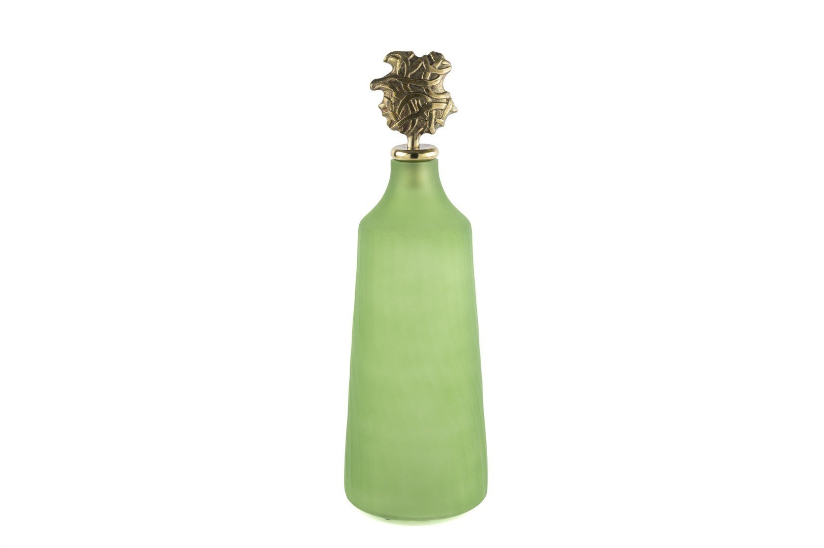 Yeşil Mat Cam Antik Kapaklı Cam Obje 16x46cm